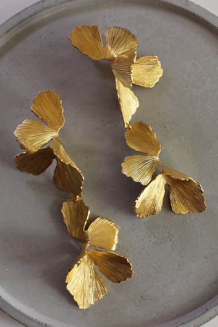 Heena Mittal Gold Plated Fiore Petal Drop Earrings Online at Aza Fashions Heena Mittal_Gold Plated Fiore Petal Drop Earrings _Online_at_Aza_Fashions