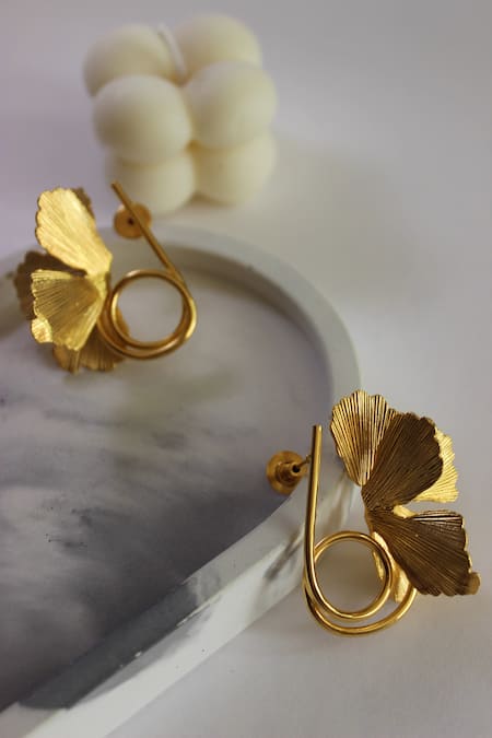 Buy_Heena Mittal_Gold Plated Butterfly Fiore Spiral Studs _Online_at_Aza_Fashions