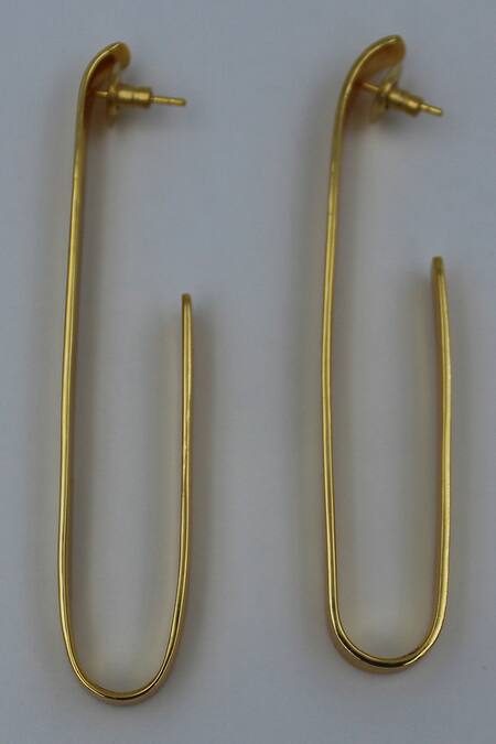 Buy_Heena Mittal_Gold Plated Rippling Ribbon Hoops _Online_at_Aza_Fashions