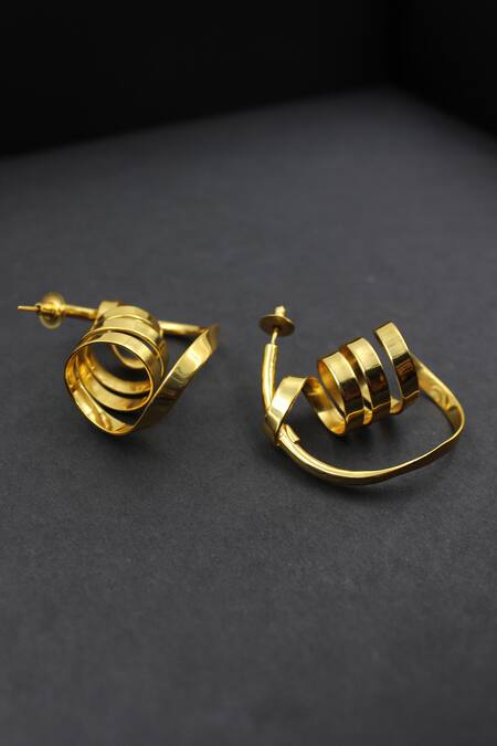Heena Mittal_Gold Plated Draco Twisted Ribbon Pattern Earrings _Online_at_Aza_Fashions