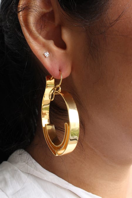 Heena Mittal Orion Rippling Pattern Hoops 