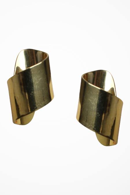 Heena Mittal_Gold Plated Deneb Rippling Pattern Earrings _Online_at_Aza_Fashions