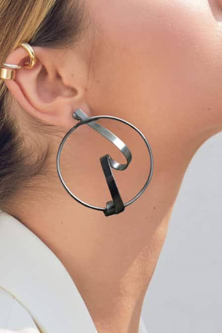 Heena Mittal Sirius Rippling Pattern Hoops 