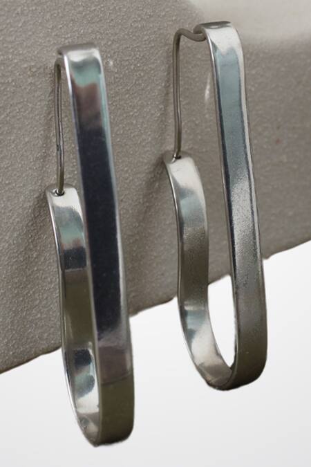 Heena Mittal_Silver Plated Altair Rippling Effect Earrings _Online_at_Aza_Fashions