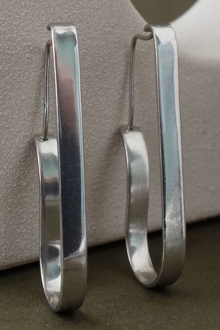 Heena Mittal_Silver Plated Altair Rippling Effect Earrings _at_Aza_Fashions