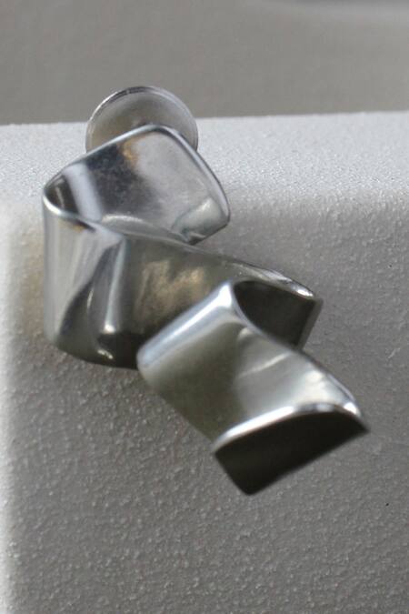 Buy_Heena Mittal_Silver Plated Vega Rippling Ribbon Pattern Earrings _Online_at_Aza_Fashions