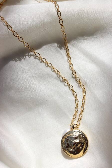 Heena Mittal_Gold Plated Lune Soleil Pearl Pendant Necklace Set _at_Aza_Fashions