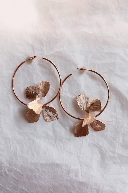 Heena Mittal Fiore Textured Petal Hoops 