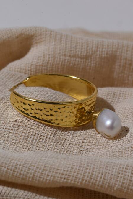 Buy_Heena Mittal_Gold Plated Pearls Hailey Drop Hoops _Online_at_Aza_Fashions