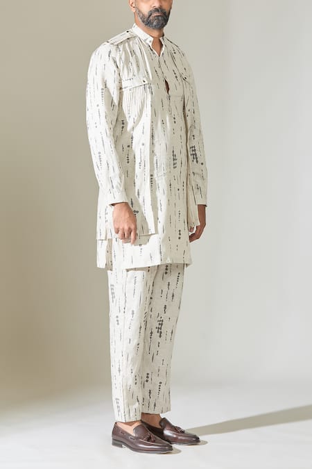 Son Of A Noble Snob White Cotton Abstract Print Pathani Kurta And Pant Set Online at Aza Fashions Son Of A Noble Snob_White Cotton Abstract Print Pathani Kurta And Pant Set _Online_at_Aza_Fashions