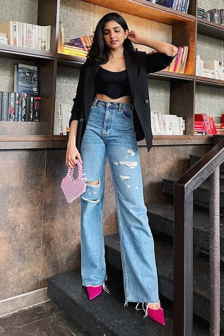 Rubilon_Pink Bead Heart Shaped Acrylic Bag _at_Aza_Fashions