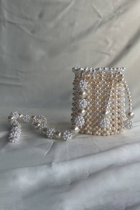 Shop_Rubilon_White Pearls Nyra Potli Bag _Online_at_Aza_Fashions