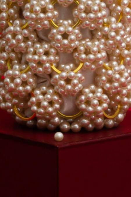 Amyra White Pearls Leila Embellished Bag at Aza Fashions Amyra_White Pearls Leila Embellished Bag_at_Aza_Fashions