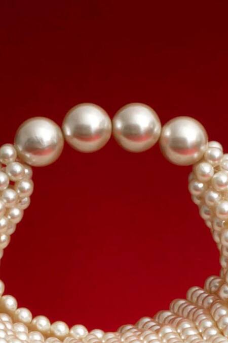 Shop Amyra White Pearls Zia Purse Online at Aza Fashions Shop_Amyra_White Pearls Zia Purse_Online_at_Aza_Fashions