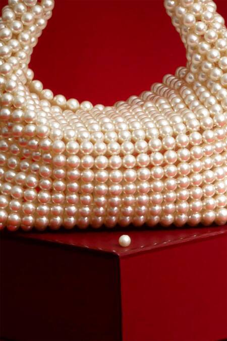 Amyra White Pearls Zia Purse at Aza Fashions Amyra_White Pearls Zia Purse_at_Aza_Fashions