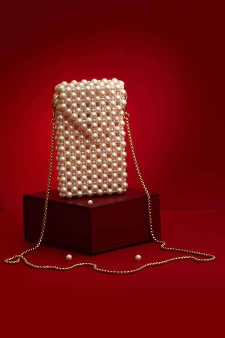Amyra White Bora Pearl Embellished Mobile Cover 