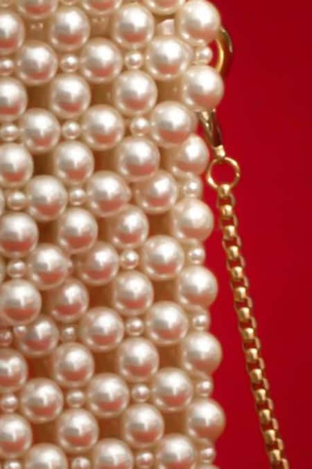 Amyra_White Bora Pearl Embellished Mobile Cover_Online_at_Aza_Fashions