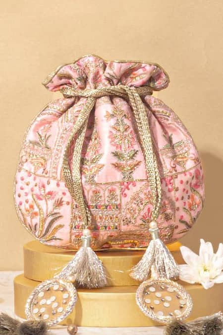 Amyra Floral Zari Embroidered Potli Bag 