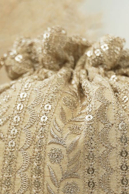 Amyra_Gold Embroidery, Sequins Mirai Potli_Online_at_Aza_Fashions