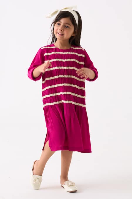 THREE Shirring Stripe Work Dress 