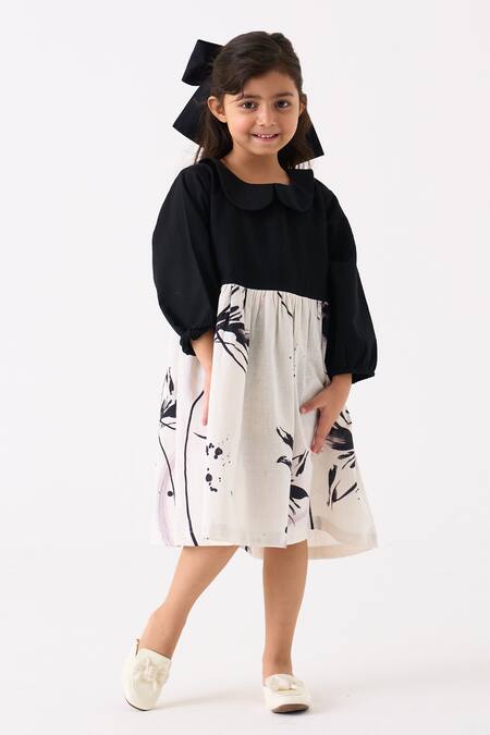 Three Black Handloom Cotton Printed Floral Hand Woven Dress Online at Aza Fashions Three_Black Handloom Cotton Printed Floral Hand Woven Dress _Online_at_Aza_Fashions