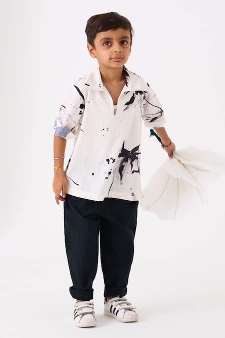 THREE Floral Print Hand Woven Shirt 