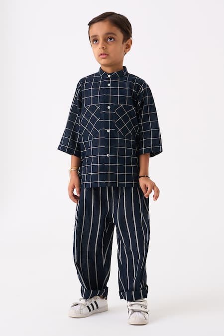 Three_Black Mul Printed Checks Hand Woven Shirt_Online_at_Aza_Fashions