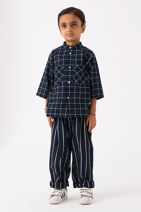 Shop_Three_Black Mul Printed Checks Hand Woven Shirt_Online_at_Aza_Fashions