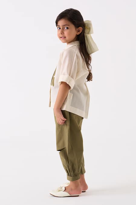 Shop Three Ivory Shirt Chanderi Applique Work With Pant at Aza Fashions Shop_Three_Ivory Shirt Chanderi Applique Work With Pant _at_Aza_Fashions