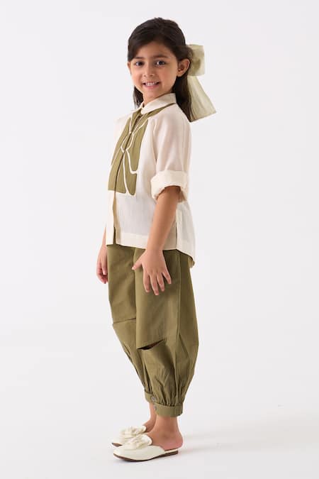 Buy Three Ivory Shirt Chanderi Applique Work With Pant Online at Aza Fashions Buy_Three_Ivory Shirt Chanderi Applique Work With Pant _Online_at_Aza_Fashions