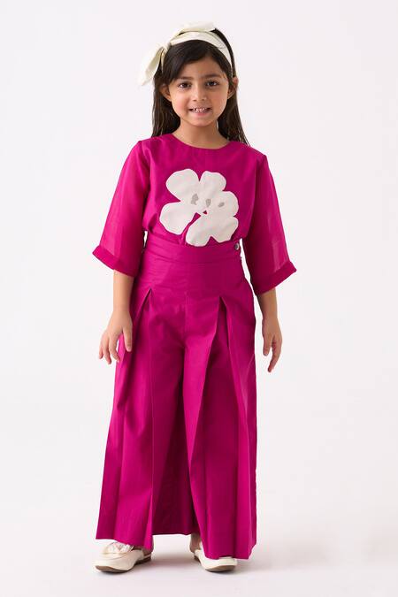Buy Three Fuchsia Poplin Applique Floral Work Top Online at Aza Fashions Buy_Three_Fuchsia Poplin Applique Floral Work Top _Online_at_Aza_Fashions