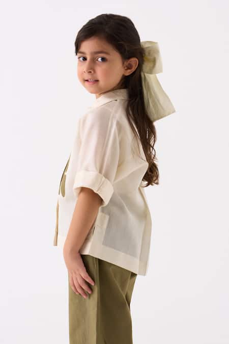 Shop Three Ivory Chanderi Applique Floral Work Shirt at Aza Fashions Shop_Three_Ivory Chanderi Applique Floral Work Shirt _at_Aza_Fashions