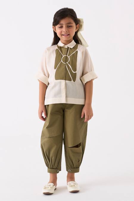 Three Ivory Chanderi Applique Floral Work Shirt Online at Aza Fashions Three_Ivory Chanderi Applique Floral Work Shirt _Online_at_Aza_Fashions