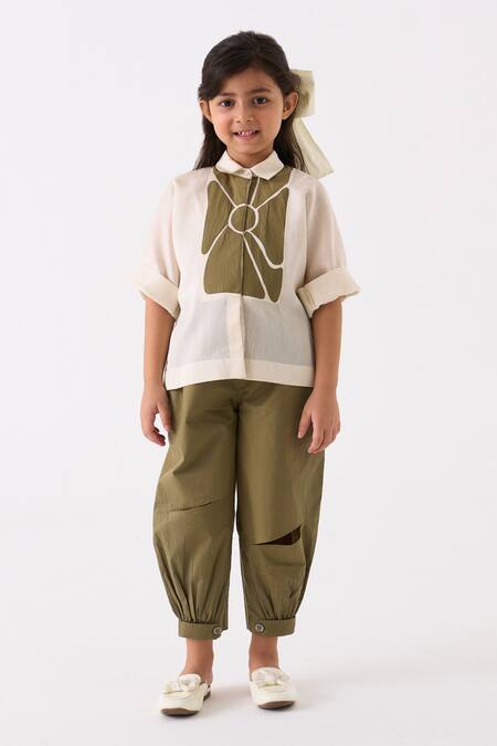 Buy Three Ivory Chanderi Applique Floral Work Shirt Online at Aza Fashions Buy_Three_Ivory Chanderi Applique Floral Work Shirt _Online_at_Aza_Fashions