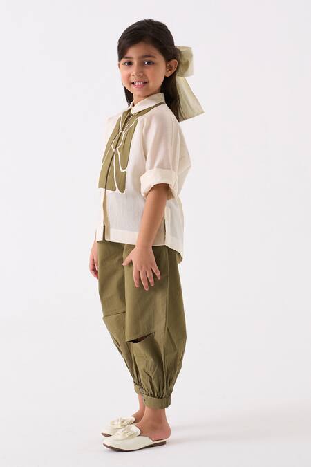 Shop Three Ivory Chanderi Applique Floral Work Shirt Online at Aza Fashions Shop_Three_Ivory Chanderi Applique Floral Work Shirt _Online_at_Aza_Fashions