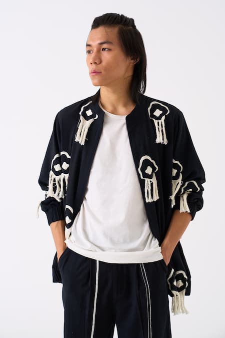 THREE Thread Embroidered Bomber Jacket 