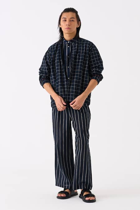 Three_Black Mul Checkered Bomber Jacket _Online_at_Aza_Fashions