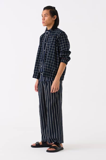Shop_Three_Black Mul Checkered Bomber Jacket _Online_at_Aza_Fashions