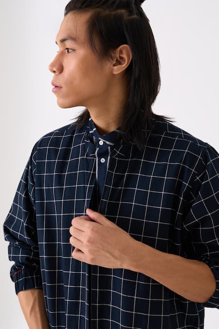 Three_Black Mul Checkered Bomber Jacket _at_Aza_Fashions