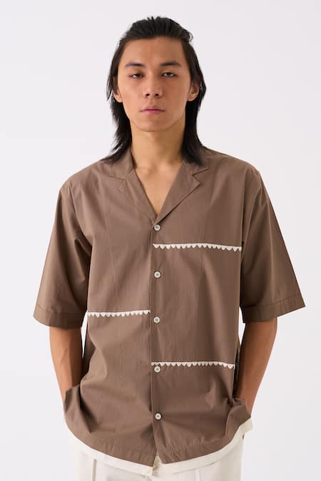 THREE Lapel Collar Half Sleeve Shirt 