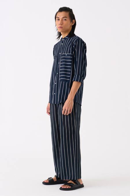 Buy_Three_Black Mul Striped Button Down Shirt_Online_at_Aza_Fashions