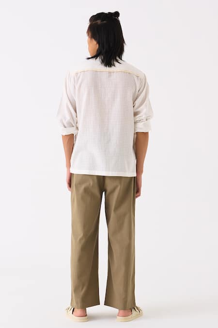 Shop Three White Shirt Mul Smocked Detailed And Pant Set at Aza Fashions Shop_Three_White Shirt Mul Smocked Detailed And Pant Set _at_Aza_Fashions