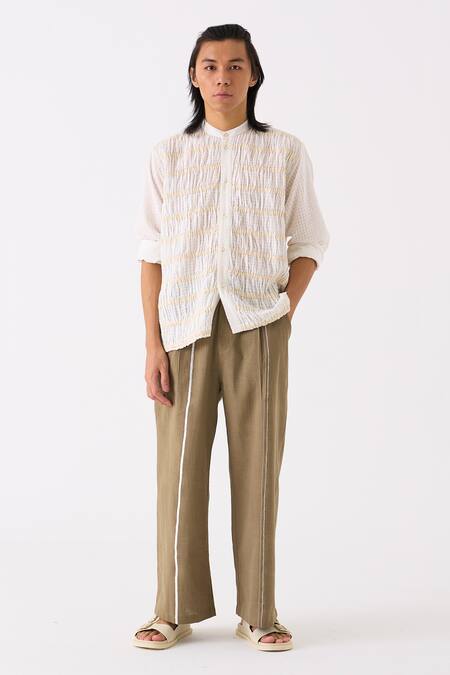 Buy Three White Shirt Mul Smocked Detailed And Pant Set Online at Aza Fashions Buy_Three_White Shirt Mul Smocked Detailed And Pant Set _Online_at_Aza_Fashions