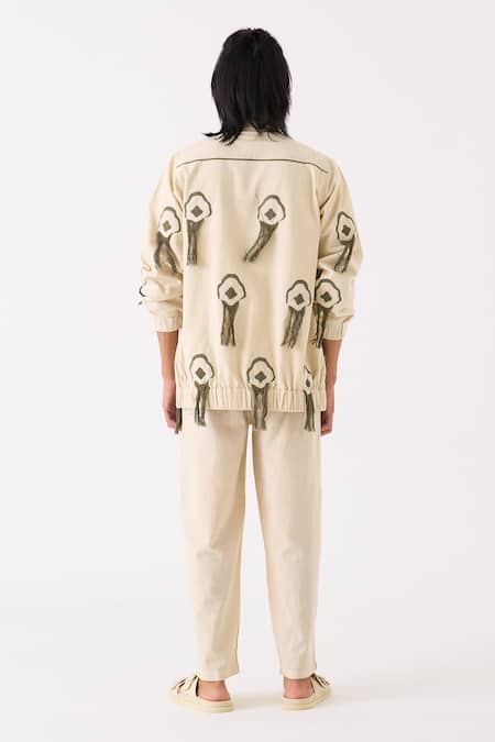 Three Embroidered Bomber Jacket Pant Set 