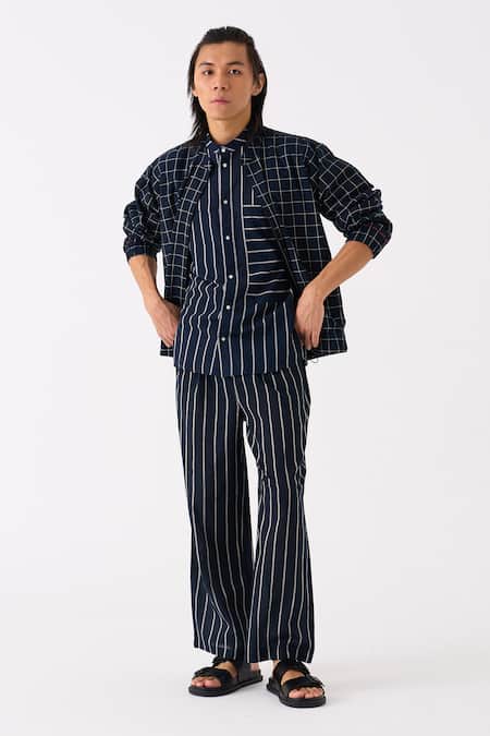 Three_Black Mul Checkered Bomber Jacket Pant Set _Online_at_Aza_Fashions