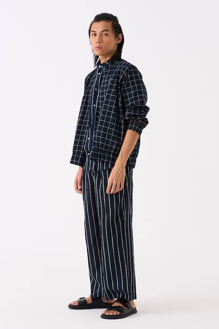 Buy_Three_Black Mul Checkered Bomber Jacket Pant Set 
