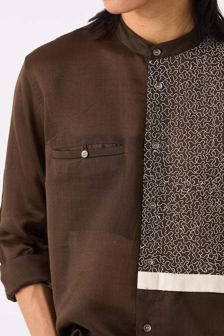 Buy Three Black Shirt Chanderi Embroidered Thread Panel And Pant Set Buy_Three_Black Shirt Chanderi Embroidered Thread Panel And Pant Set