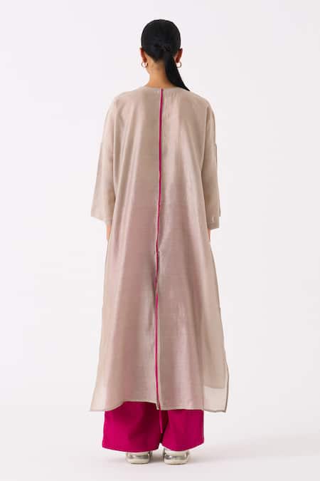 Shop_Three_Pink Chanderi Embroidery Applique Patch Cargo Pant _at_Aza_Fashions
