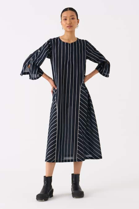 THREE Striped Midi Dress 