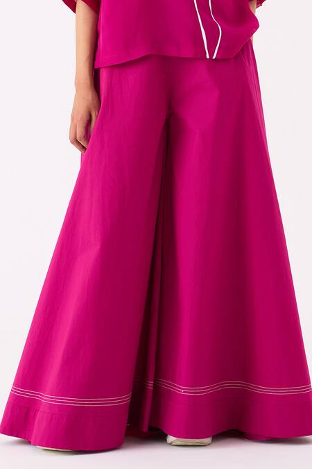 Buy Three Pink Top Organza Print Floral Round Collar With Pant Online at Aza Fashions Buy_Three_Pink Top Organza Print Floral Round Collar With Pant _Online_at_Aza_Fashions